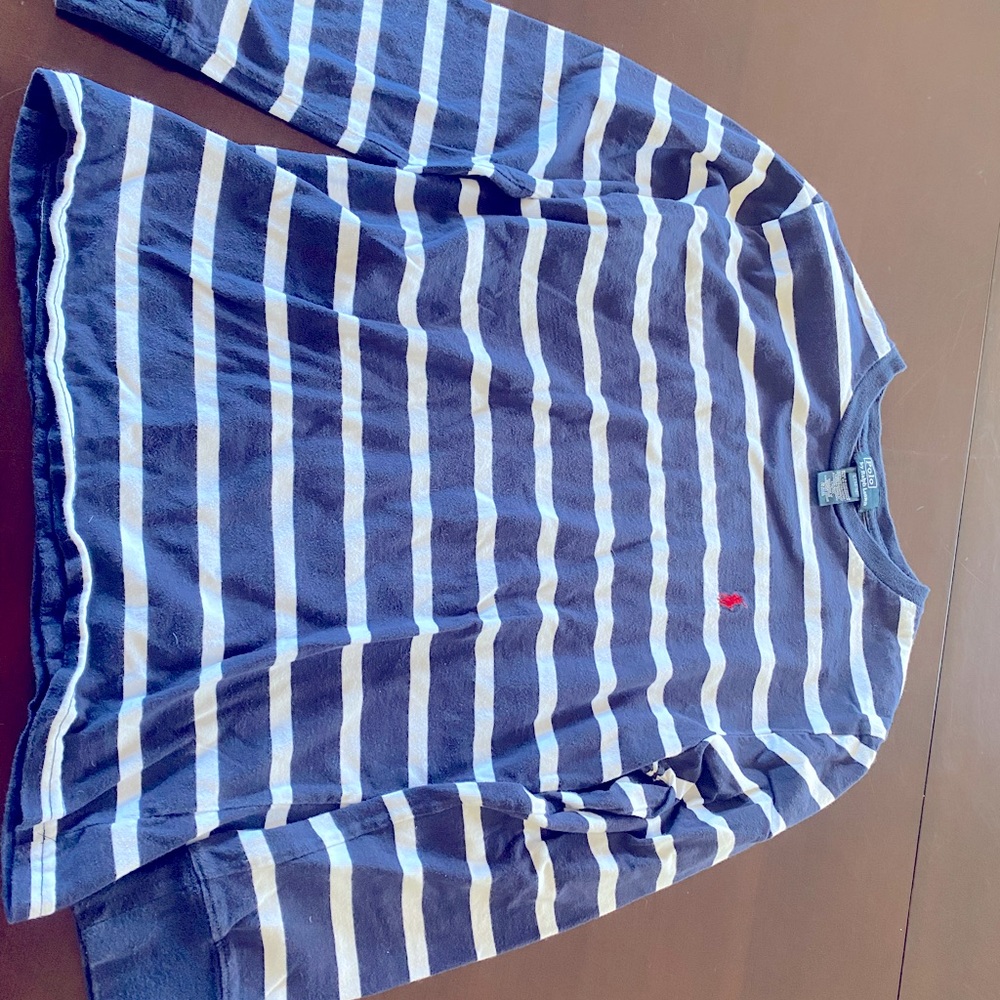 Polo by Ralph Lauren long sleeve tshirt striped blue and white.